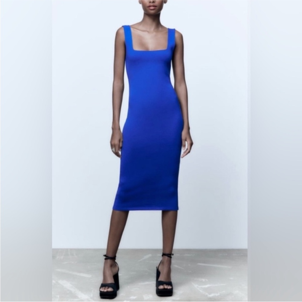 Zara squared neckline dress